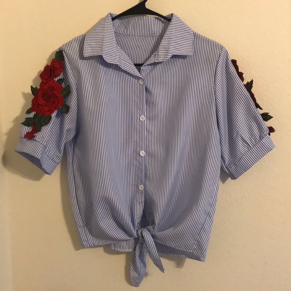 SOLD! Pinstripe Button-up Top